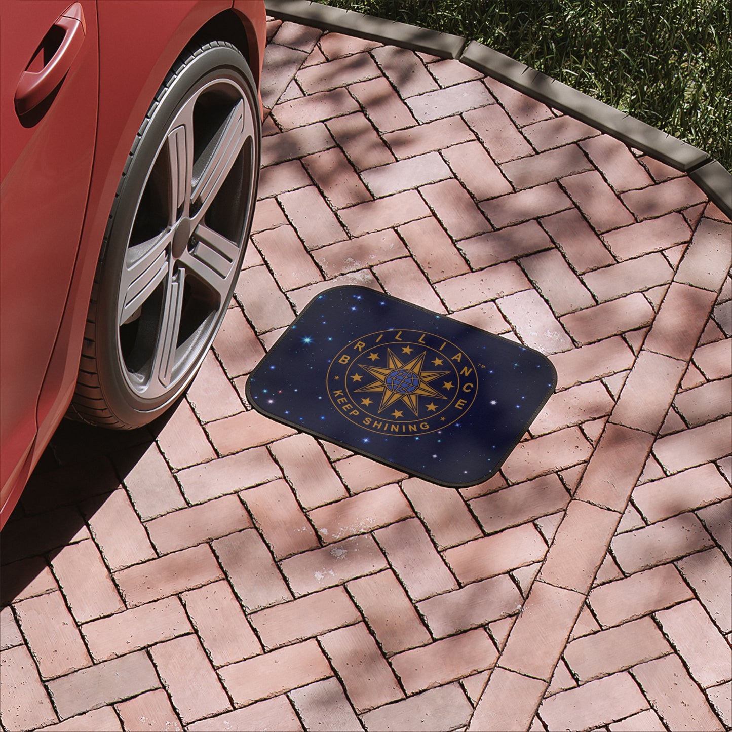 Brilliance Car Floor Mats with Starry Night Print and Logo, 1pc Rear Mat Slant with Floor