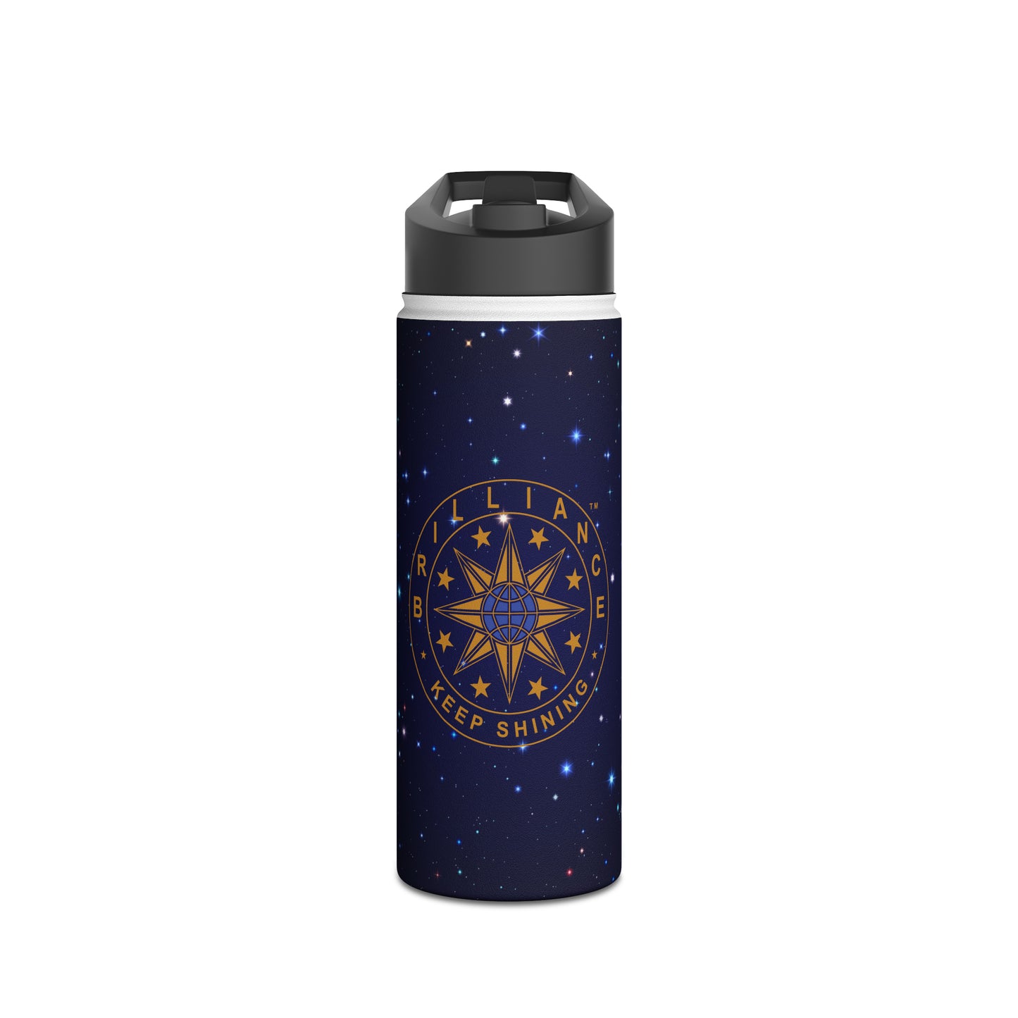Brilliance Fluid Bottles 18oz with Starry Night Print and Logo