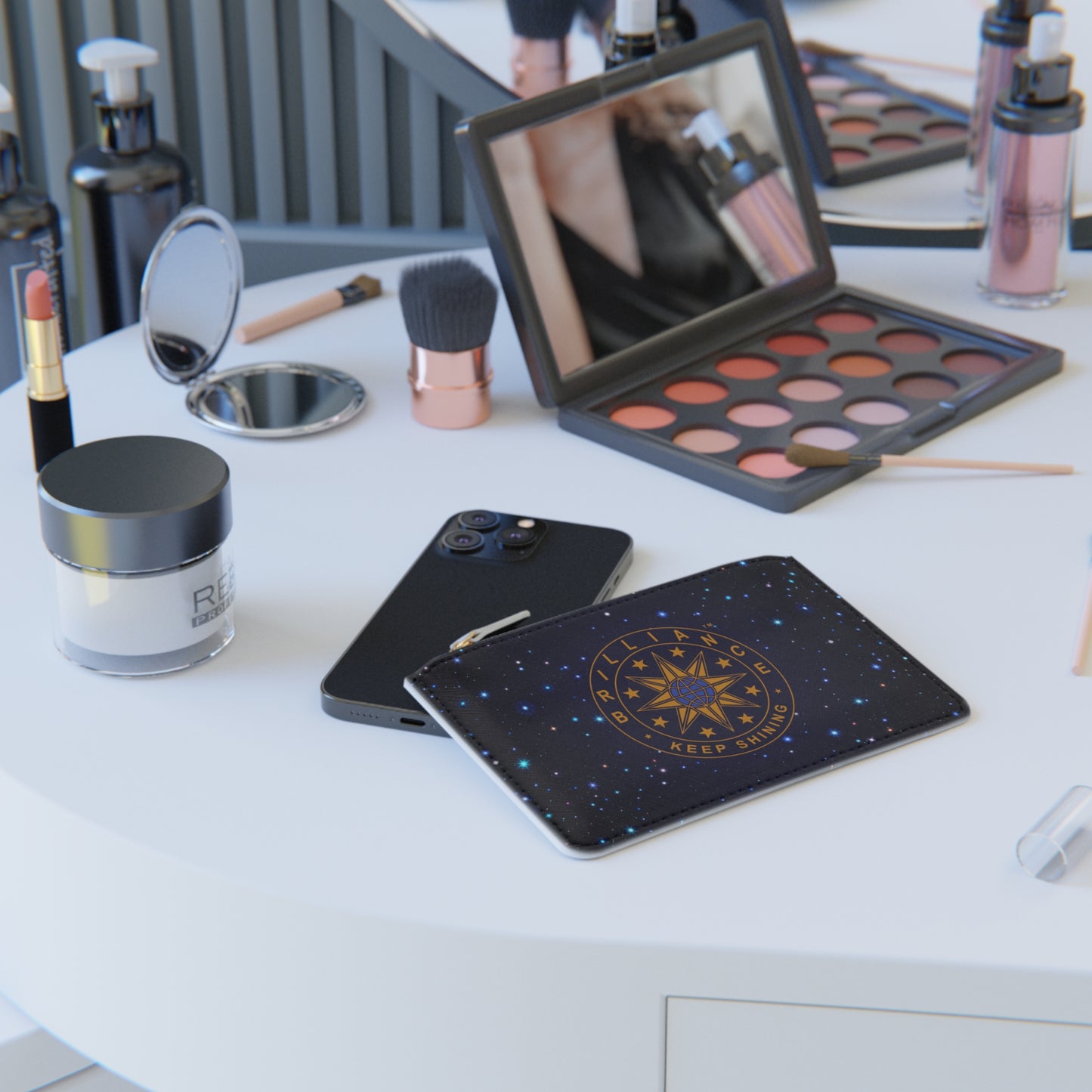 Brilliance Mini Clutch Bag with Starry Night Print and Logo Slant