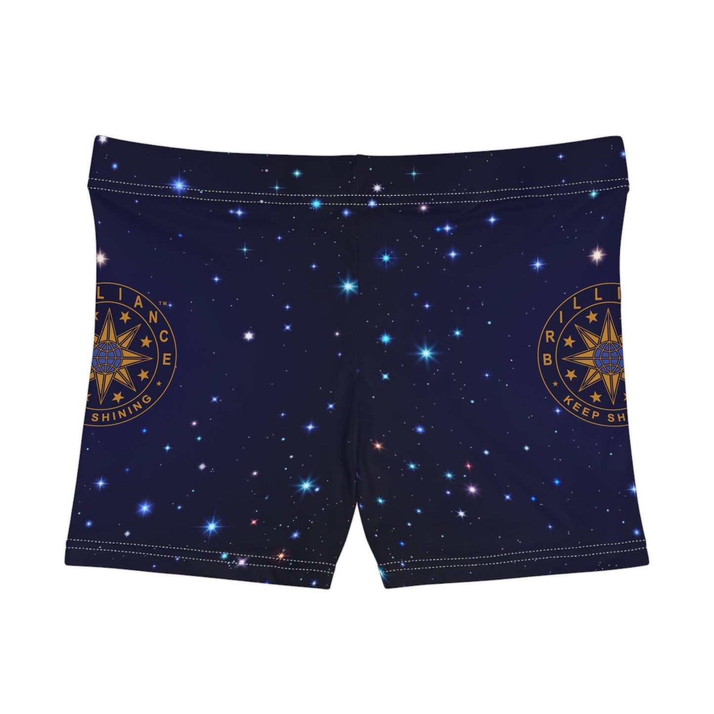 Brilliance Women's Shorts with Starry Night Print and Logo Front Side