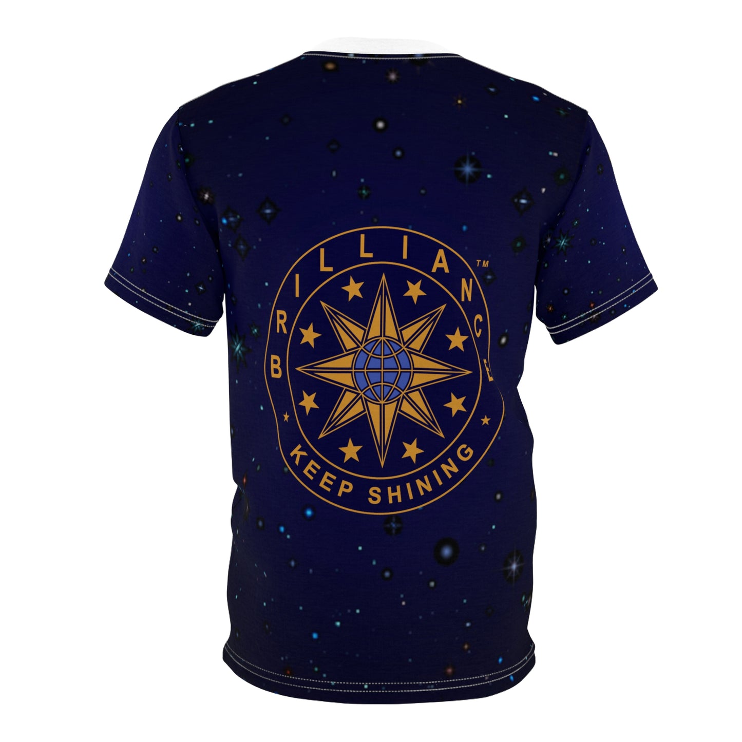 Brilliance Clothing Adult T-Shirt with Starry Night Print and Logo with White Stitching Back View
