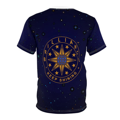 Brilliance Clothing Adult T-Shirt with Starry Night Print and Logo with White Stitching Back View