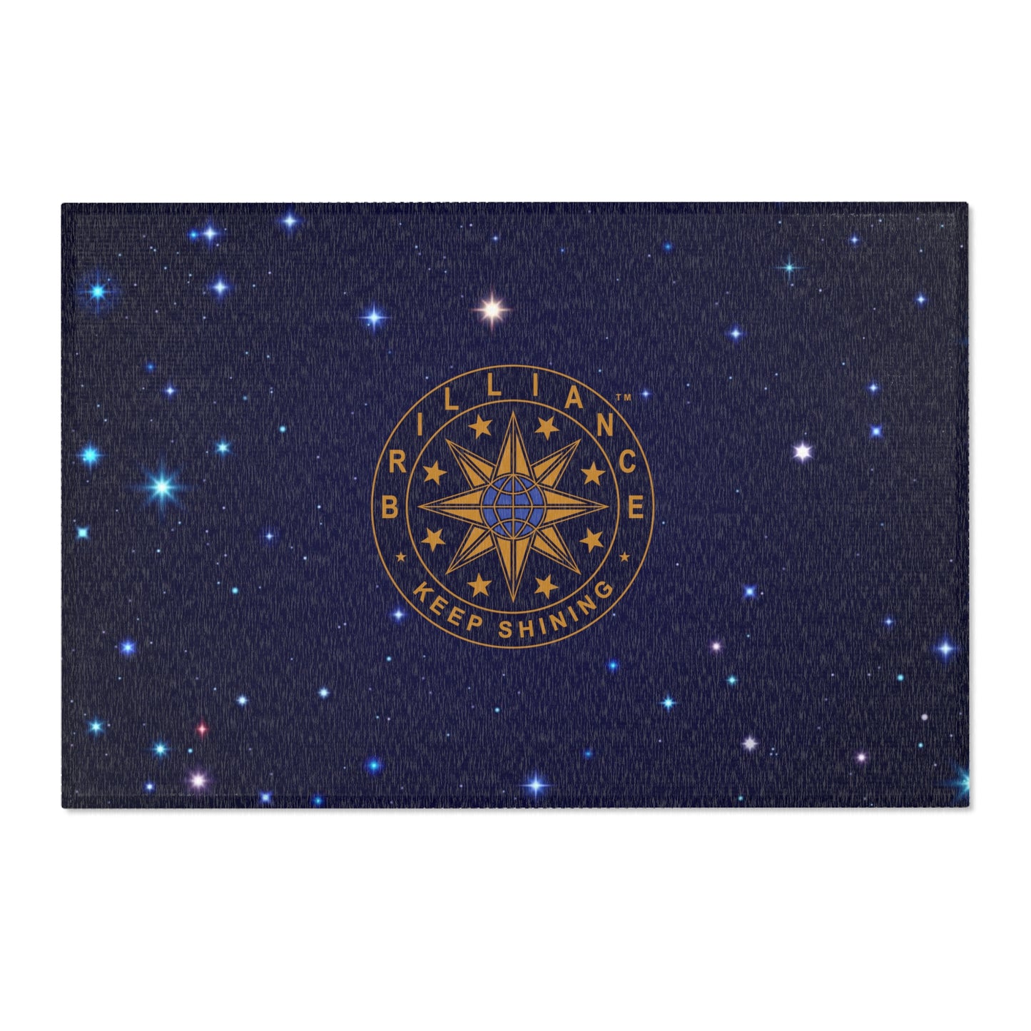 Brilliance Area Rugs with Starry Night Print and Logo Front 1