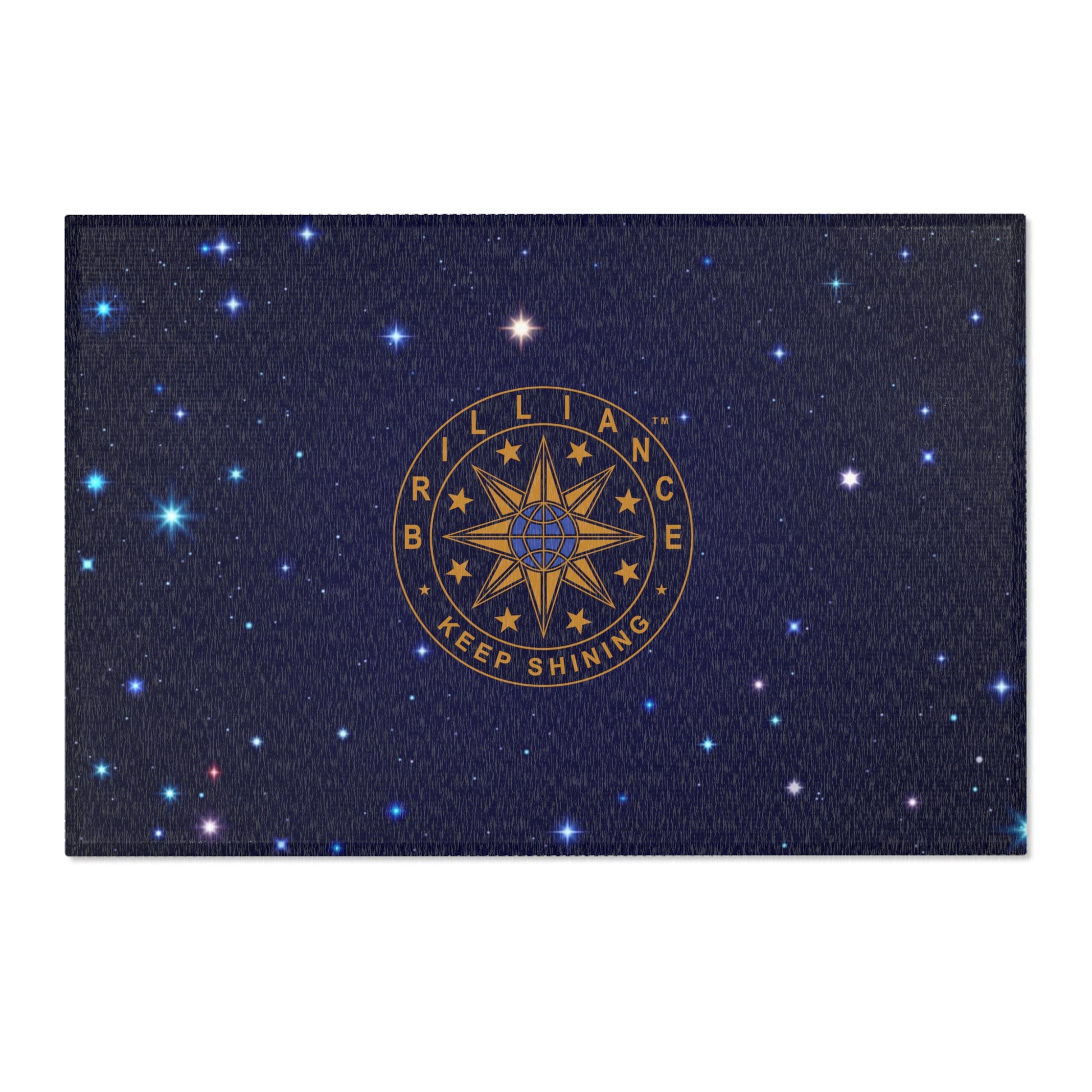 Brilliance Area Rugs with Starry Night Print and Logo Front 1