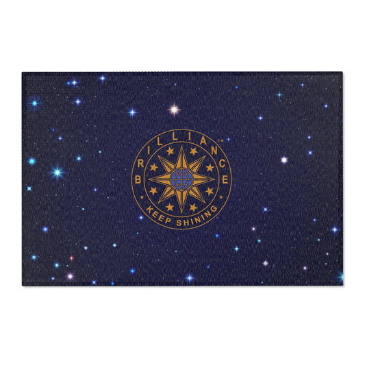 Brilliance Area Rugs with Starry Night Print and Logo Front 1