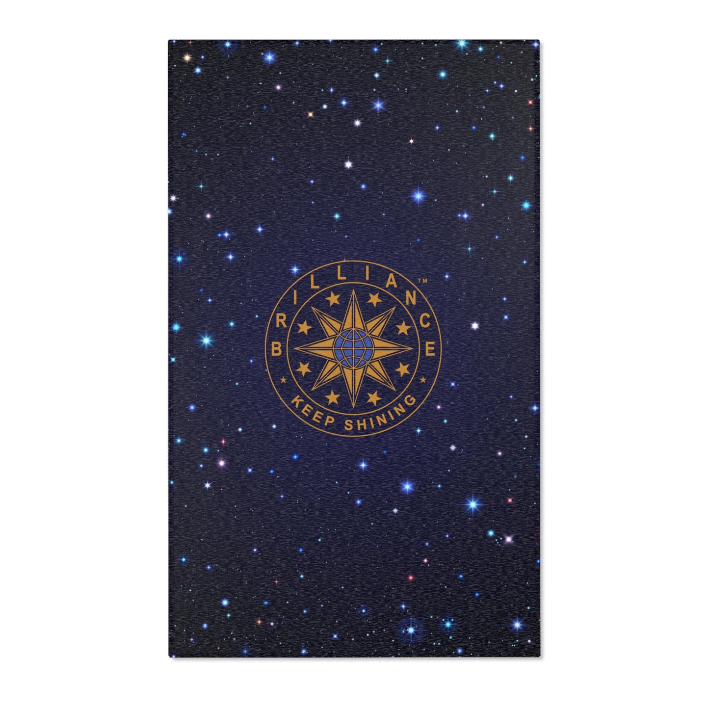 Brilliance Area Rugs with Starry Night Print and Logo Front 3