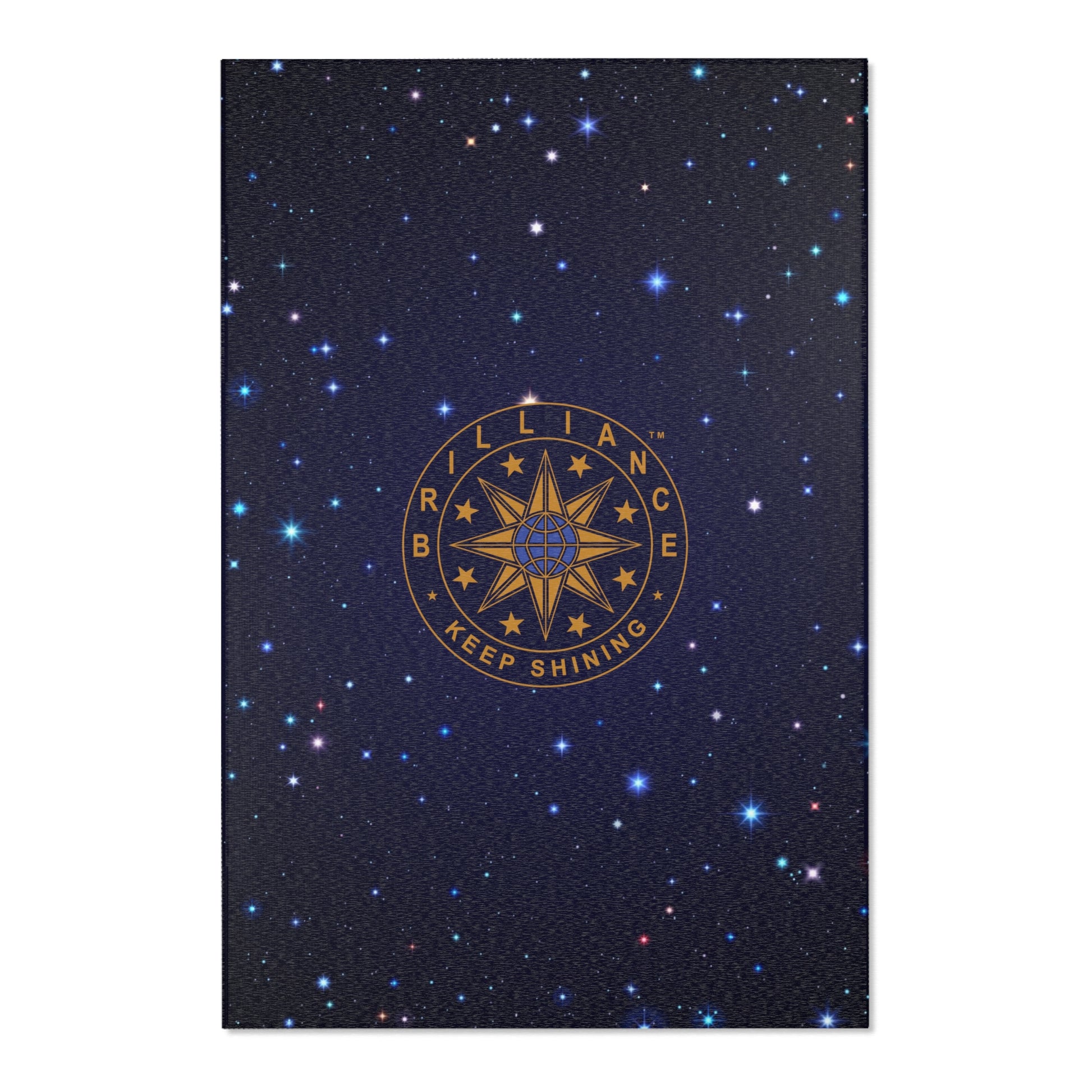 Brilliance Area Rugs with Starry Night Print and Logo Front 4