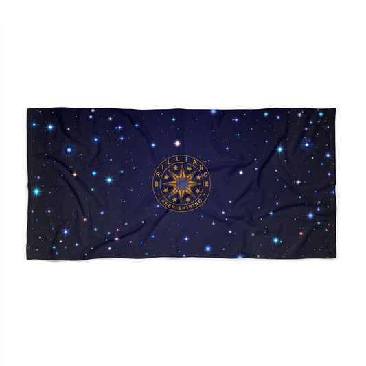 Brilliance Beach Towel with Starry Night Print and Logo Front