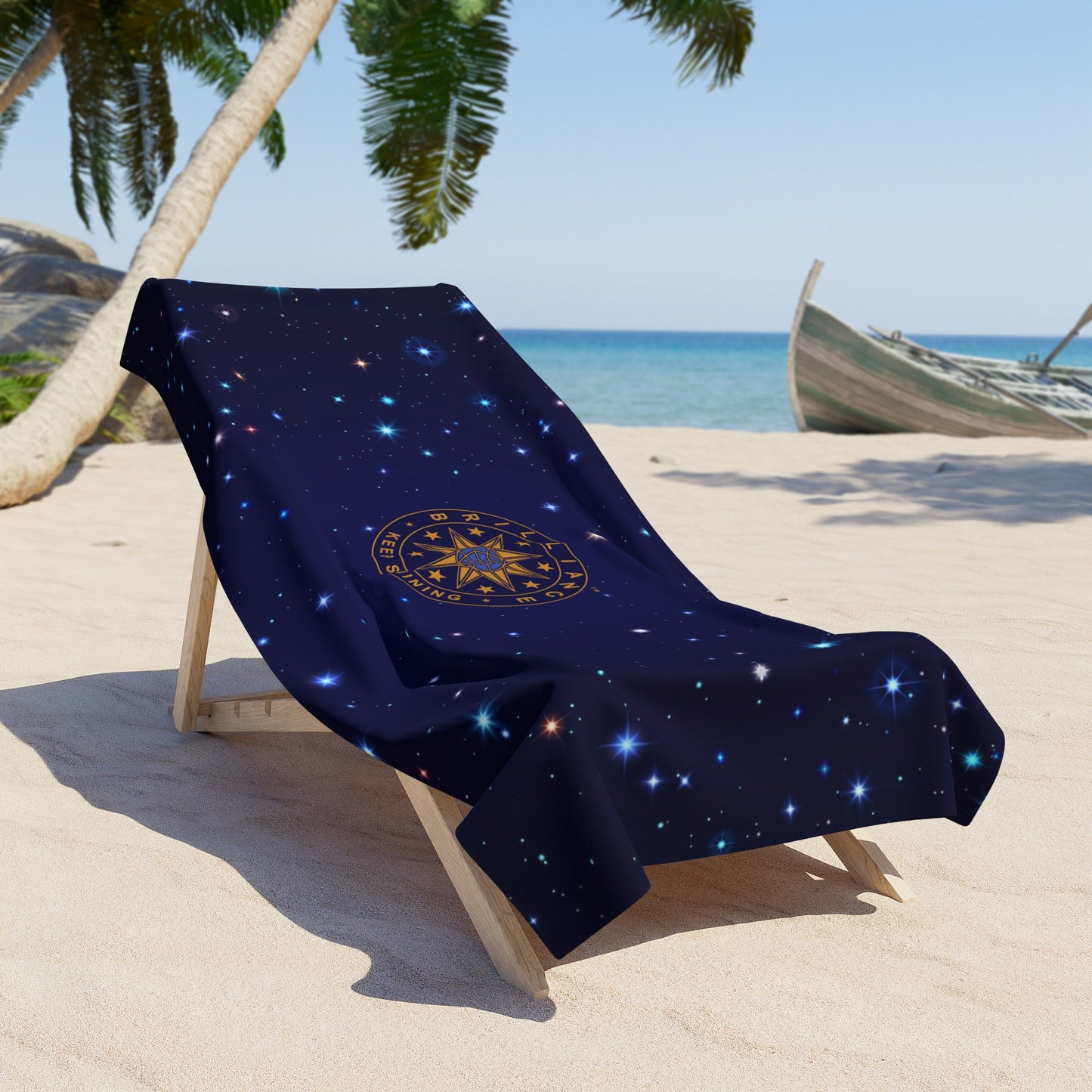 Brilliance Beach Towel with Starry Night Print and Logo Slant