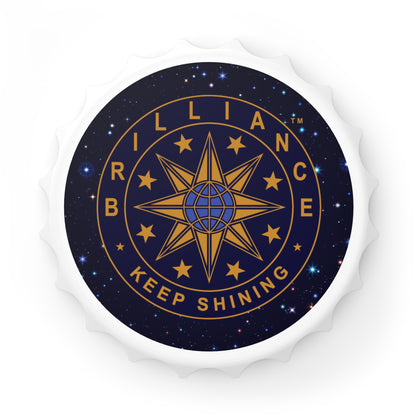 Brilliance Bottle Opener with Starry Night Print and Logo Front Side