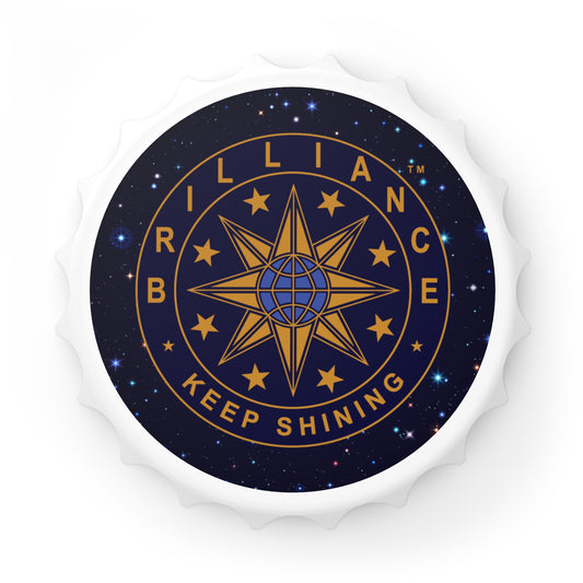Brilliance Bottle Opener with Starry Night Print and Logo Front Side