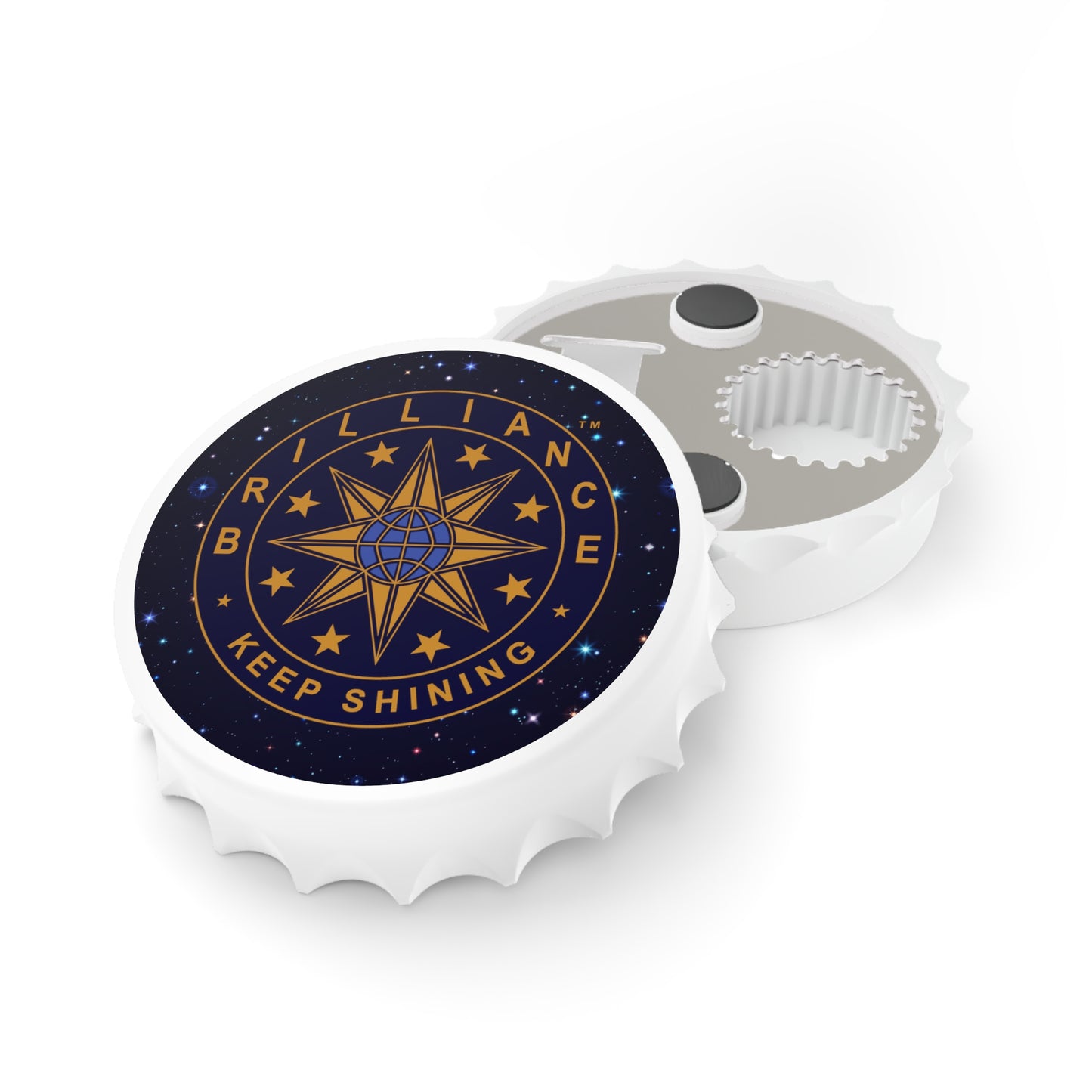 Brilliance Bottle Opener with Starry Night Print and Logo Slant