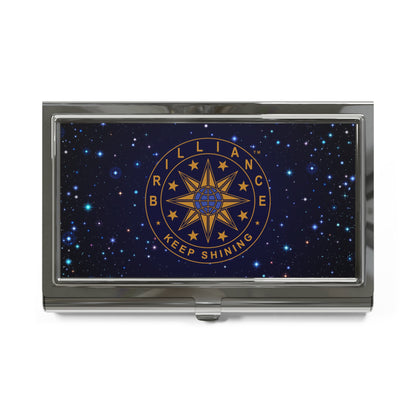 Brilliance Business Card Holder with Starry Night Print and Logo Front