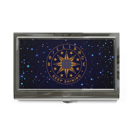 Brilliance Business Card Holder with Starry Night Print and Logo Front