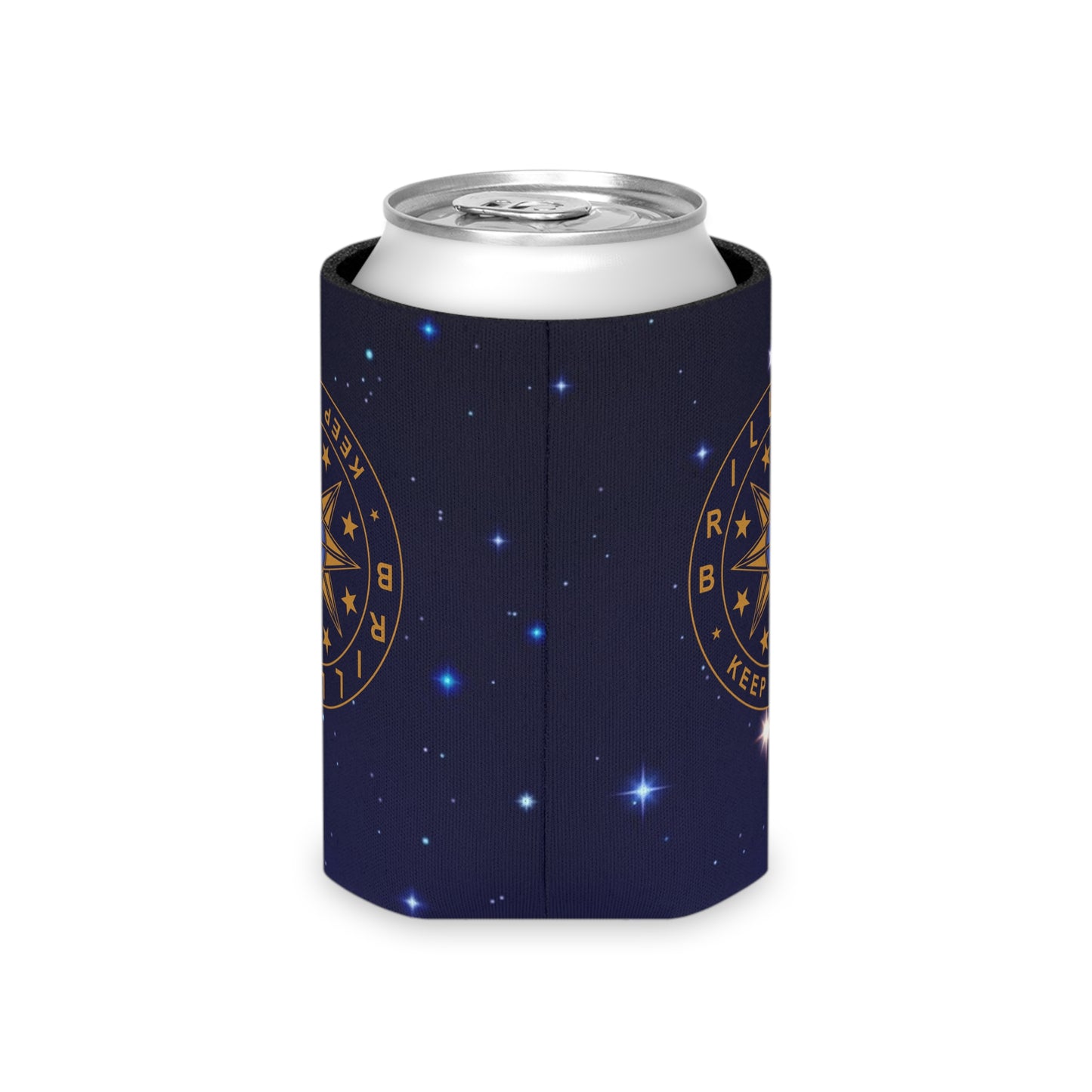 Brilliance Can Cooler with Starry Night Print and Logo Regular Can Left Side