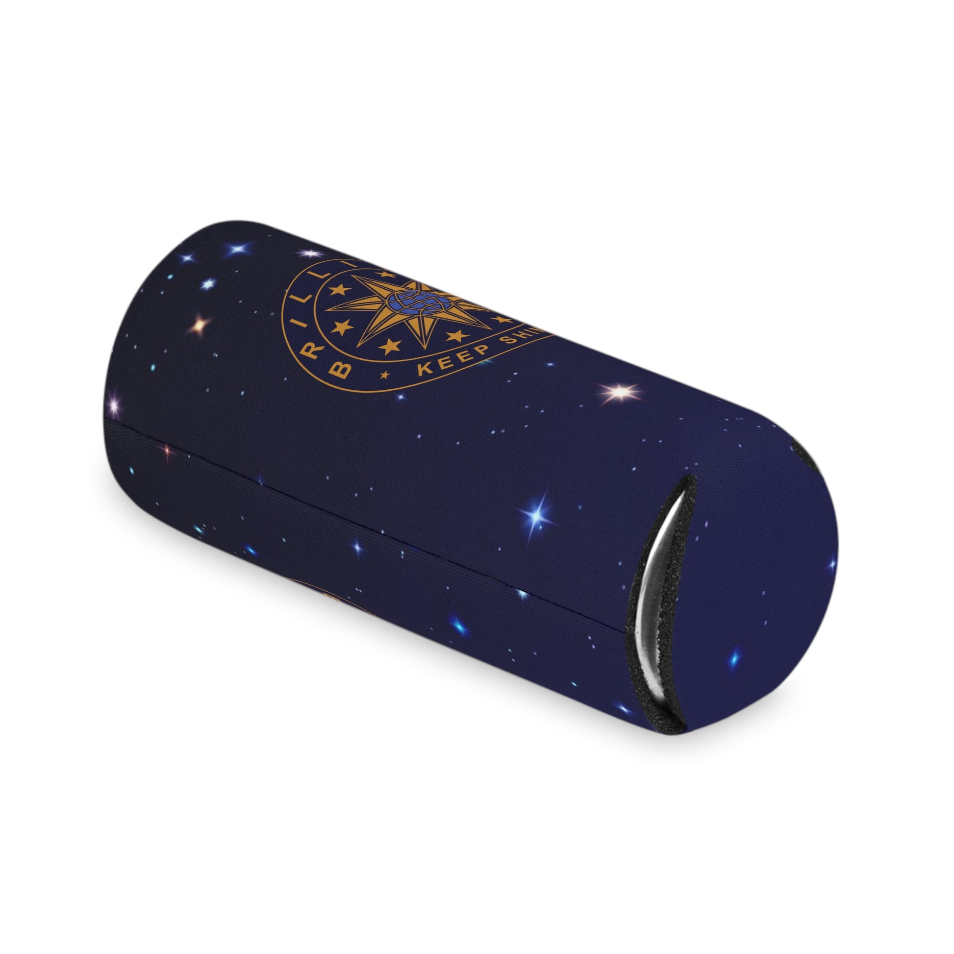 Brilliance Can Cooler with Starry Night Print and Logo Slim Can Bottom