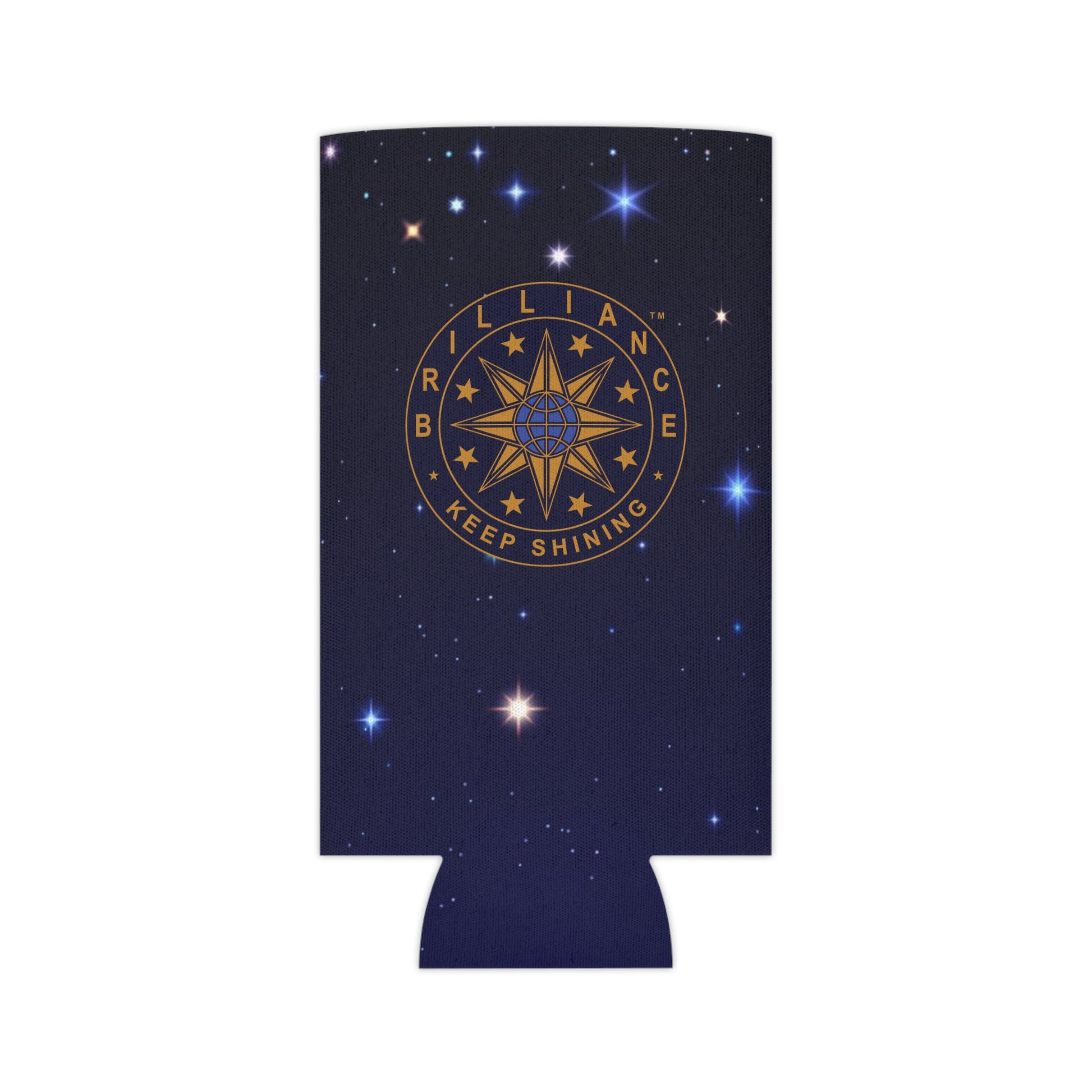 Brilliance Can Cooler with Starry Night Print and Logo Slim Can Flat