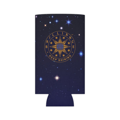 Brilliance Can Cooler with Starry Night Print and Logo Slim Can Flat