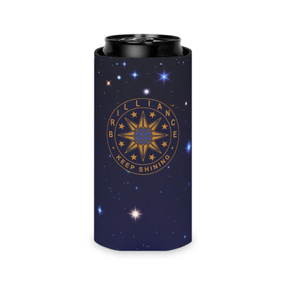 Brilliance Can Cooler with Starry Night Print and Logo Slim can Front