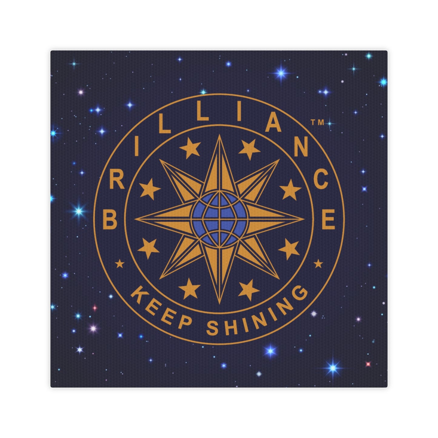 Brilliance Canvas Photo Tile with Starry Night Print and Logo Square Front Side