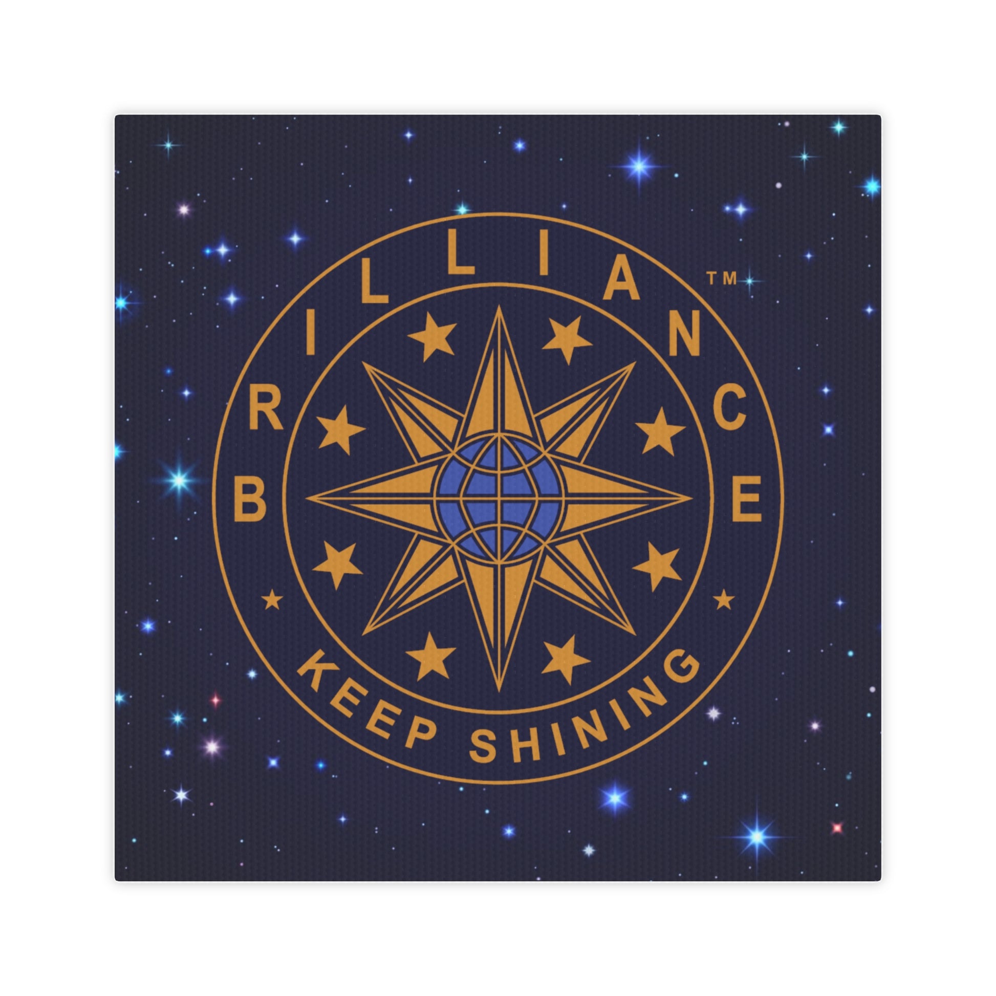 Brilliance Canvas Photo Tile with Starry Night Print and Logo Square Front Side