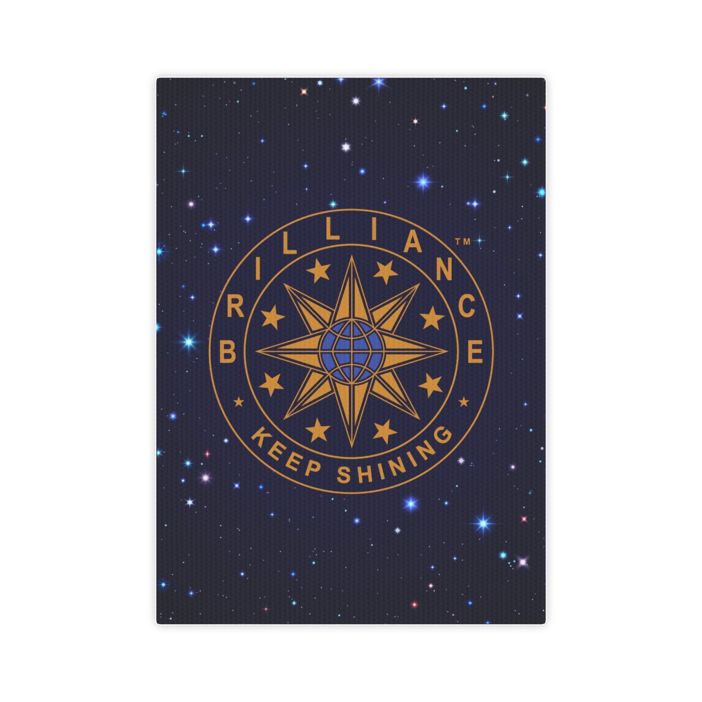 Brilliance Canvas Photo Tile with Starry Night Print and Logo Vertical Front Side