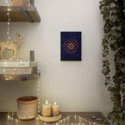 Brilliance Canvas Photo Tile with Starry Night Print and Logo Vertical Front Side Hanging