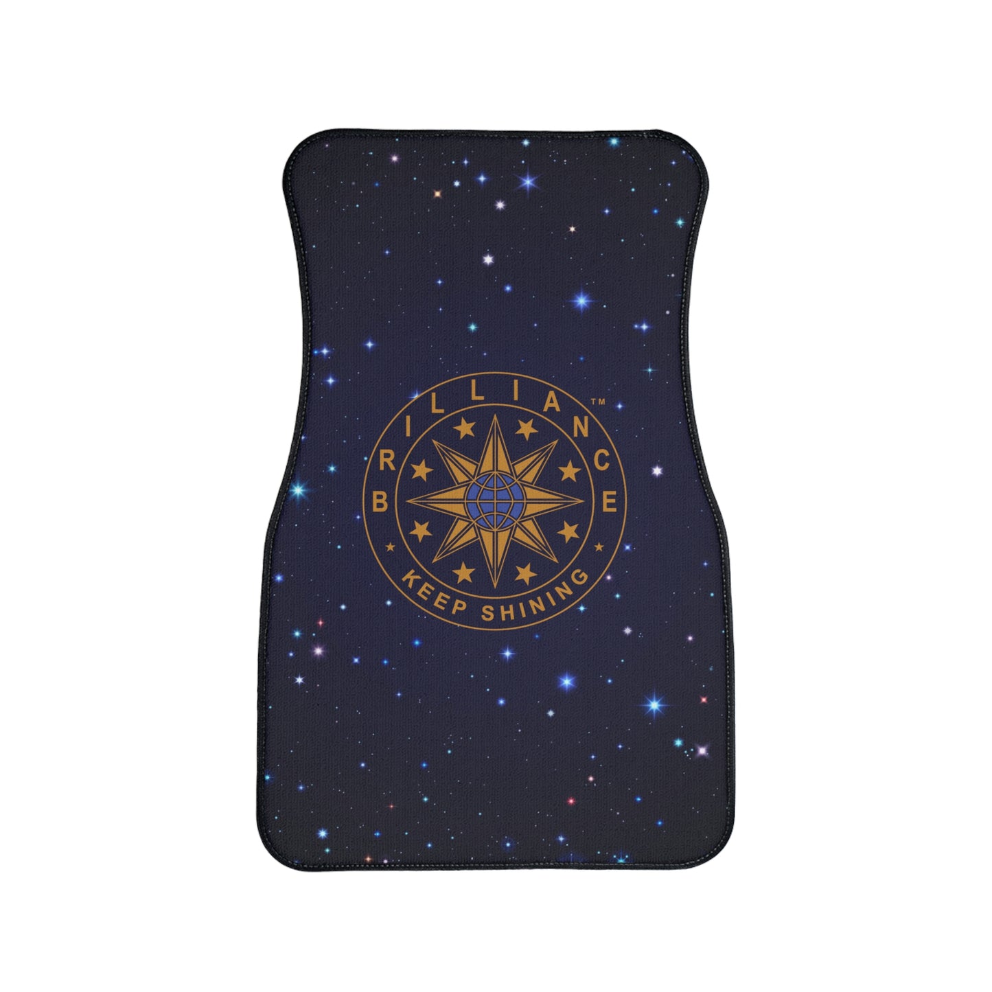 Brilliance Car Floor Mats with Starry Night Print and Logo, 1pc Front Mat Front Side