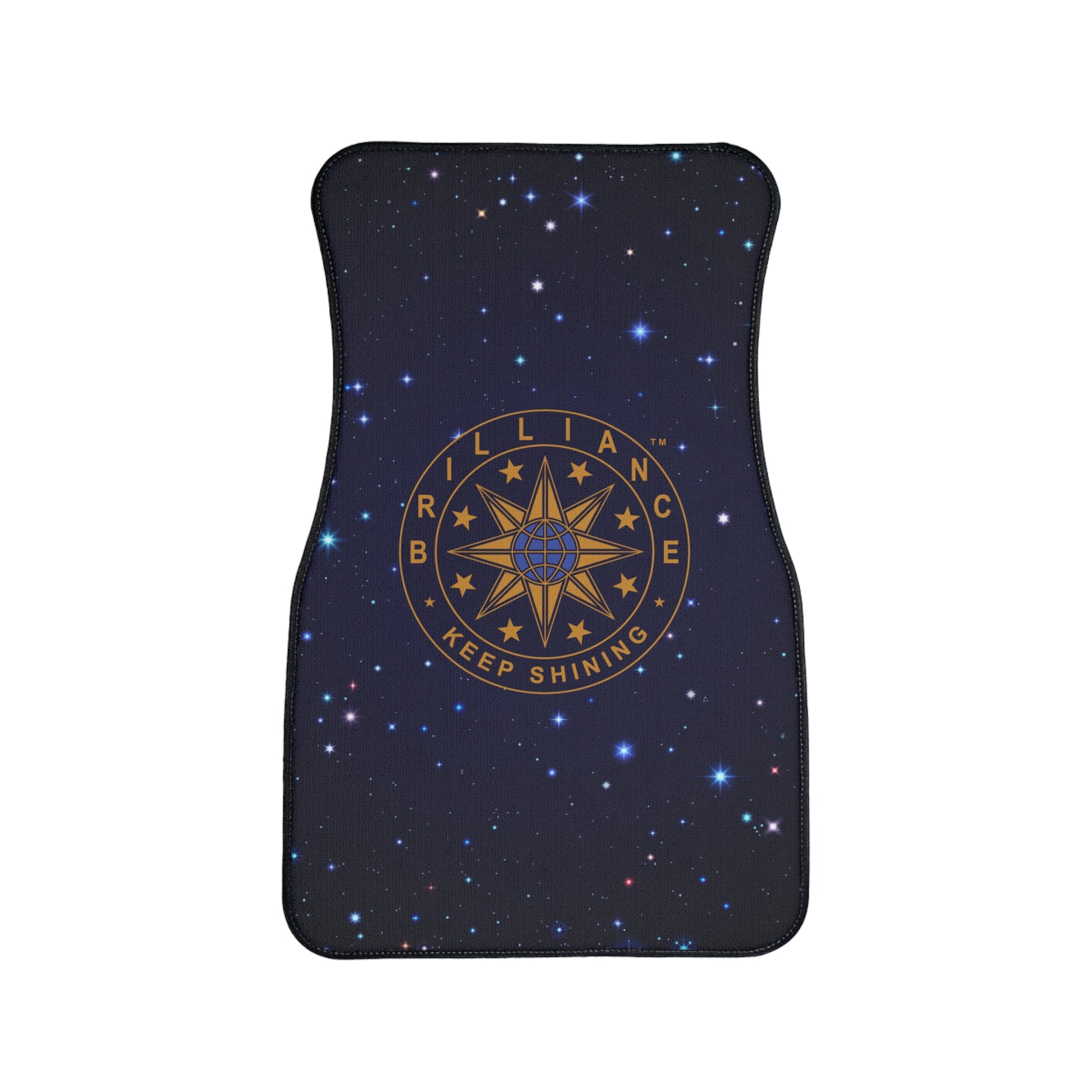 Brilliance Car Floor Mats with Starry Night Print and Logo, 1pc Front Mat Front Side