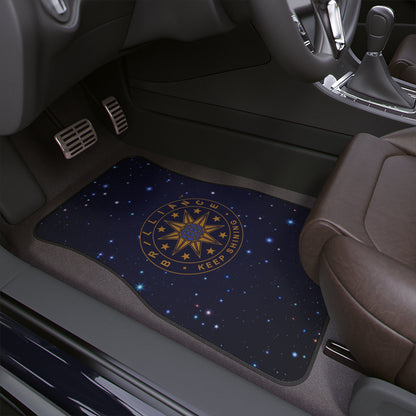 Brilliance Car Floor Mats with Starry Night Print and Logo, 1pc Front Mat Slant with Car Floor