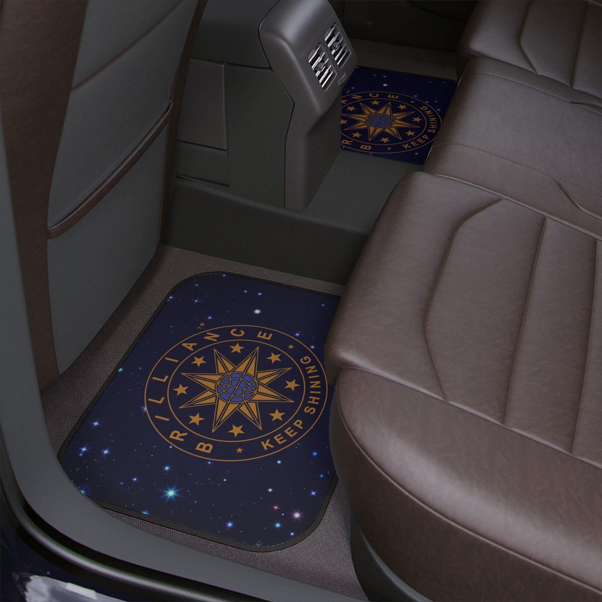 Brilliance Car Floor Mats with Starry Night Print and Logo, 1pc Rear Mat Slant with Car Floor
