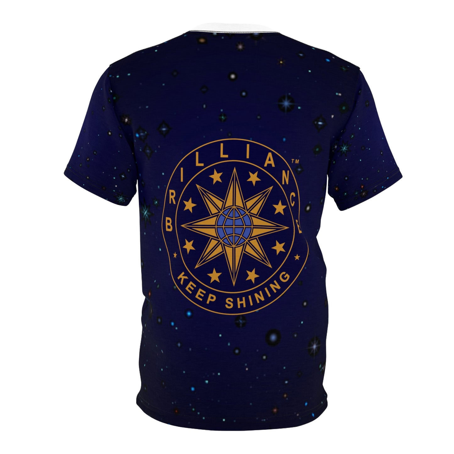 Brilliance Clothing Adult T-Shirt with Starry Night Print and Logo with Black Stitching Front Back