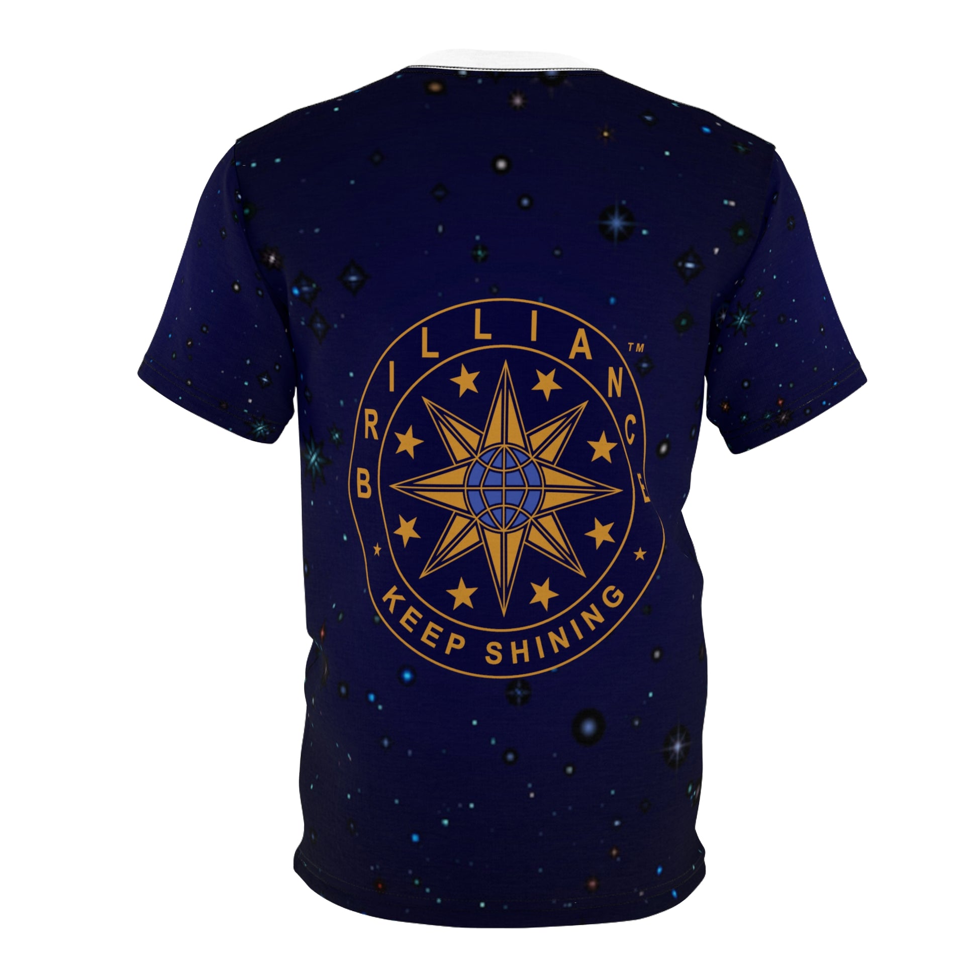 Brilliance Clothing Adult T-Shirt with Starry Night Print and Logo with Black Stitching Front Back