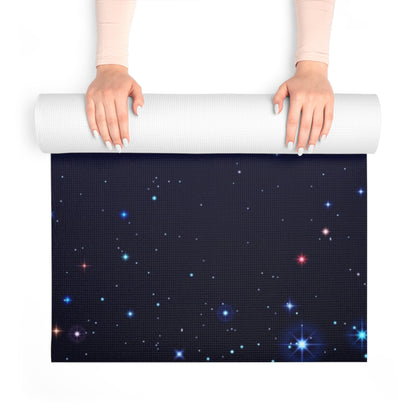 Brilliance Foam Yoga Mat with Starry Night Print and Logo Model Rolling 2