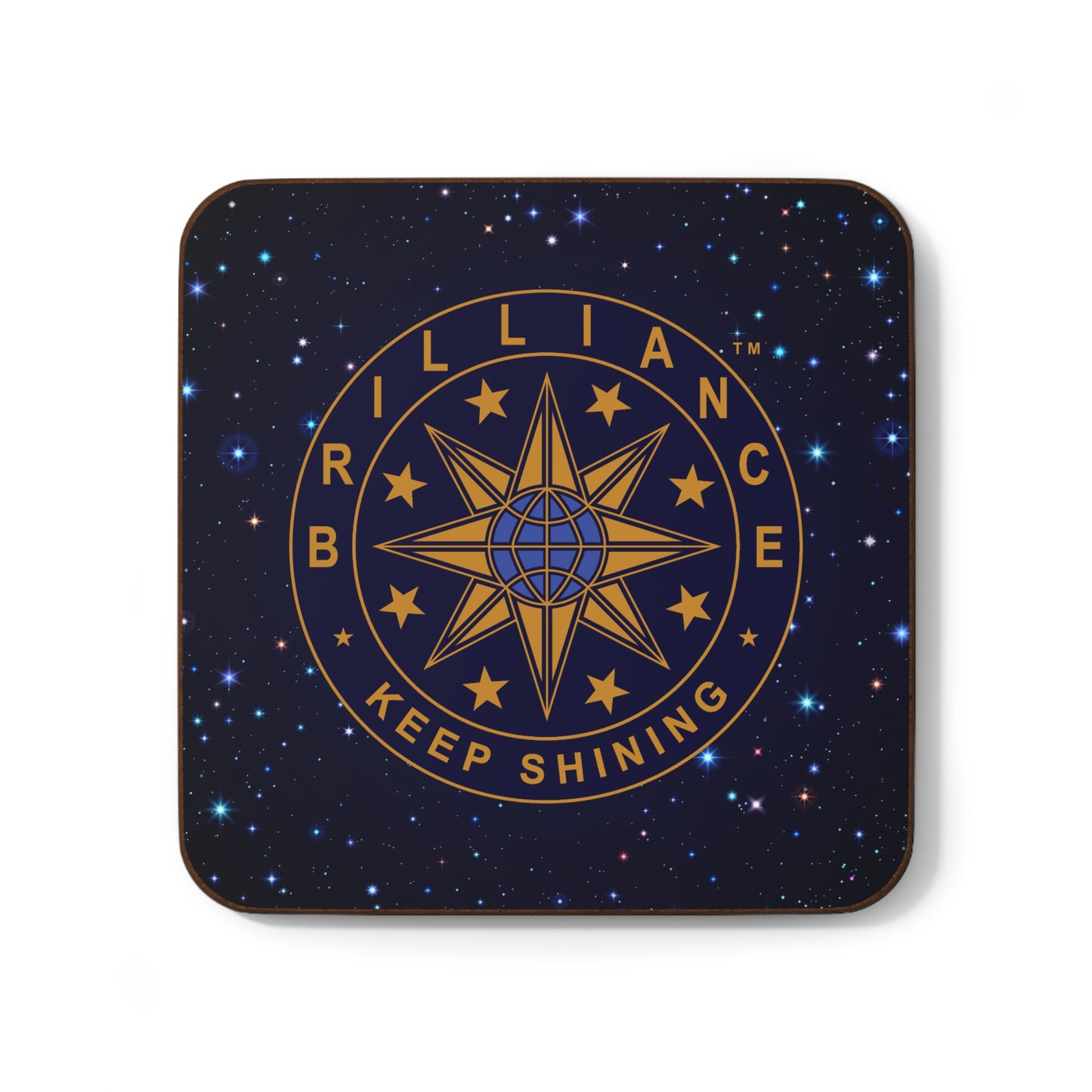 Brilliance Hardboard Back Coaster with Starry Night Print and Logo Front Side