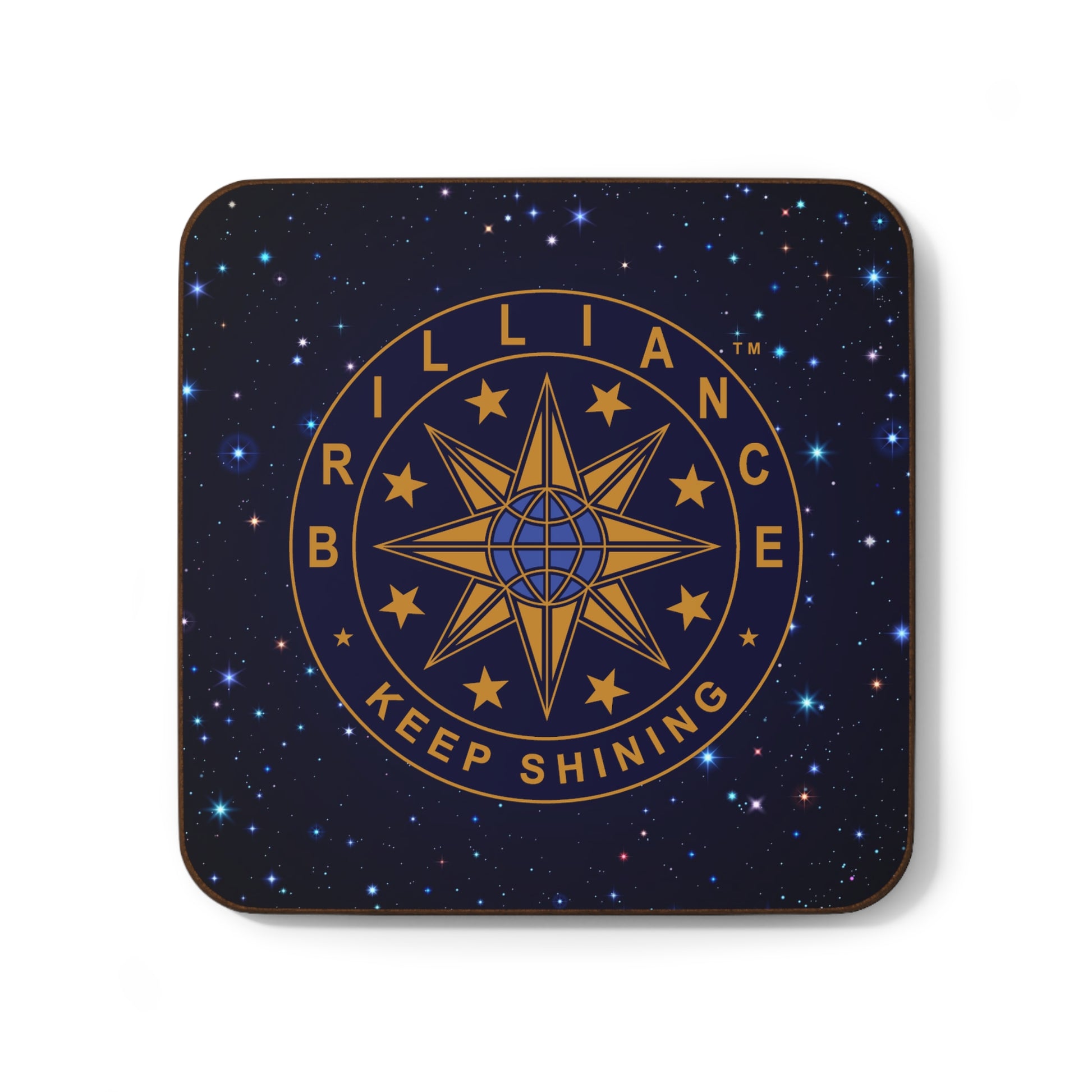 Brilliance Hardboard Back Coaster with Starry Night Print and Logo Front Side