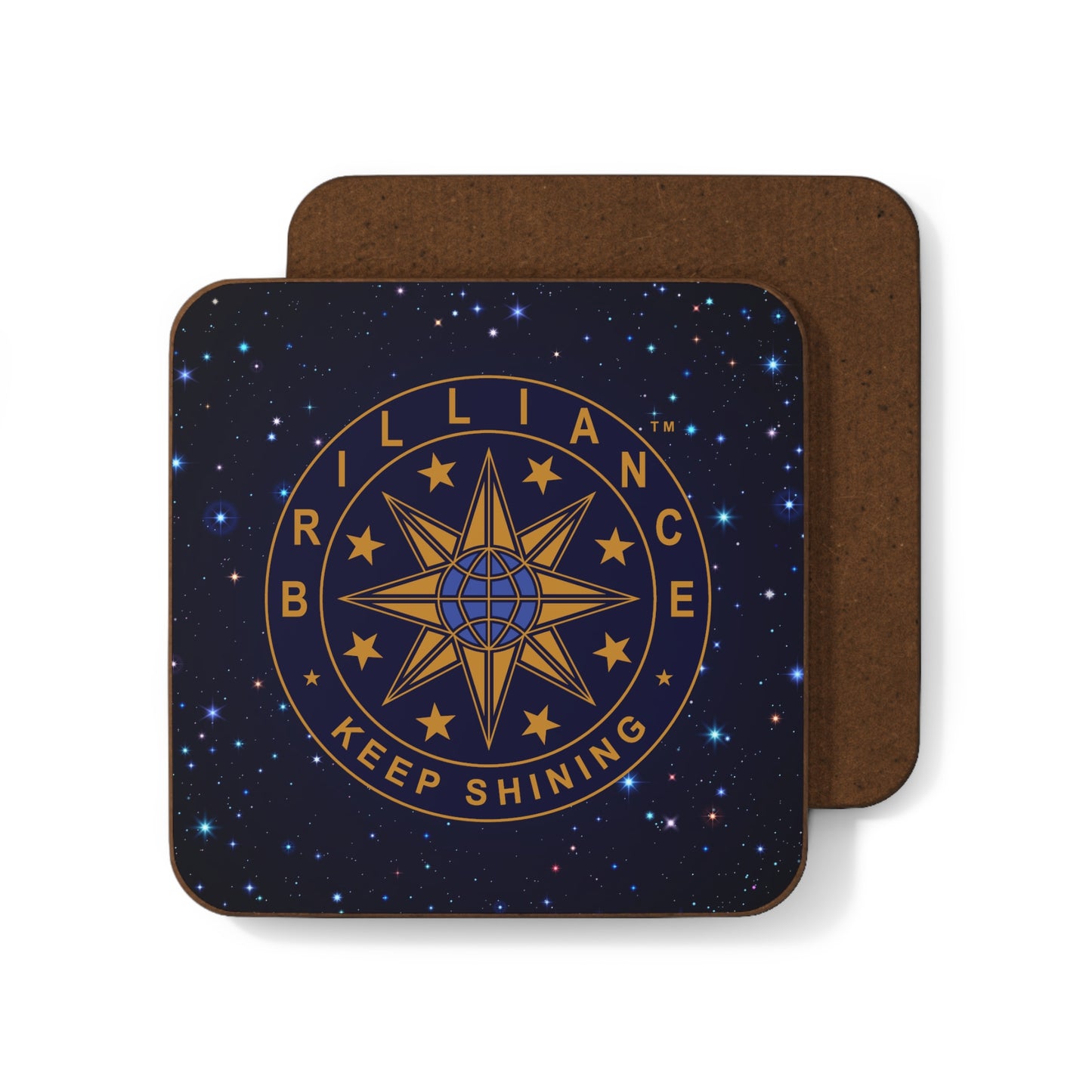 Brilliance Hardboard Back Coaster with Starry Night Print and Logo Front and Back Side