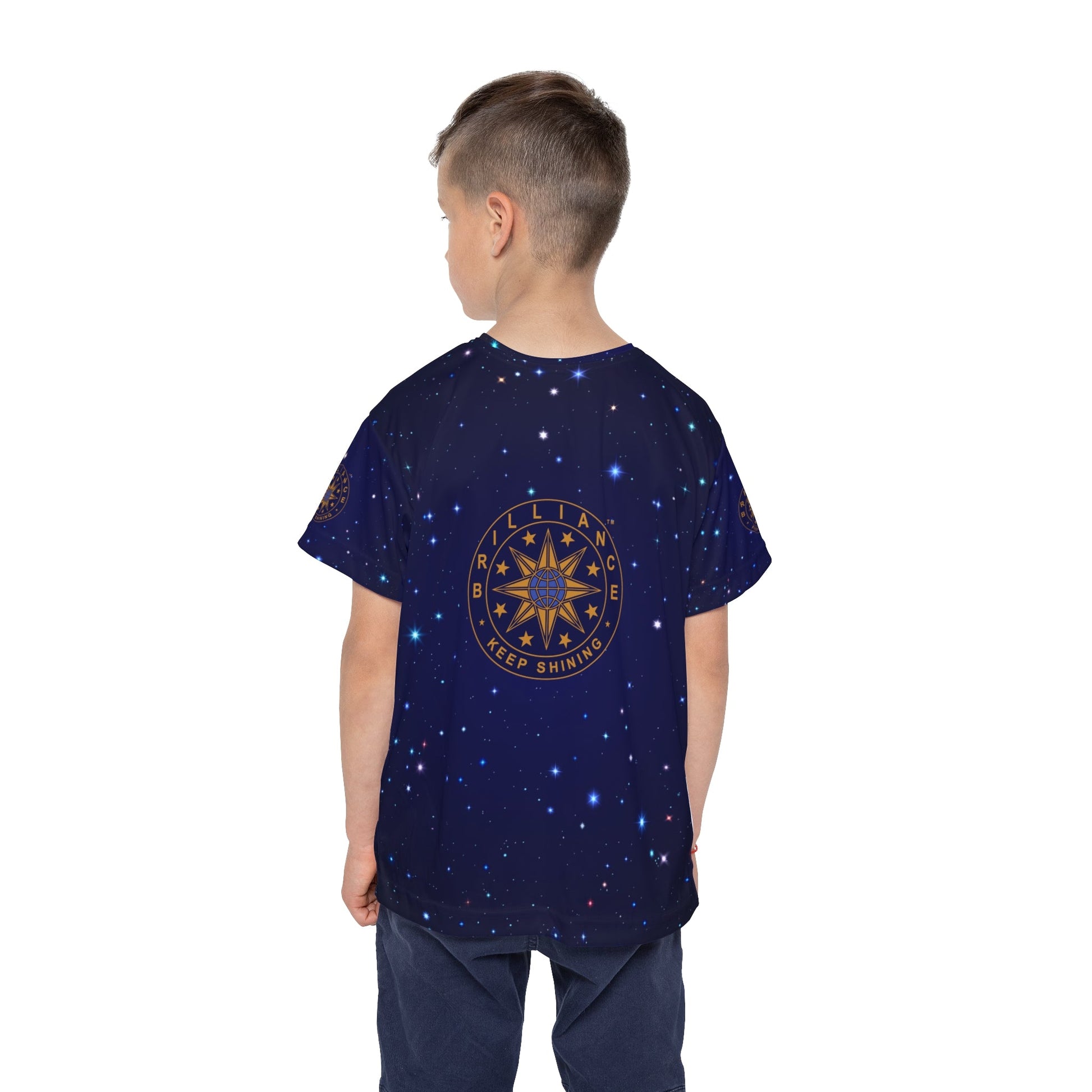 Brilliance Kids Sports Jersey with Starry Night Print and Logo Back Side with Boy Model