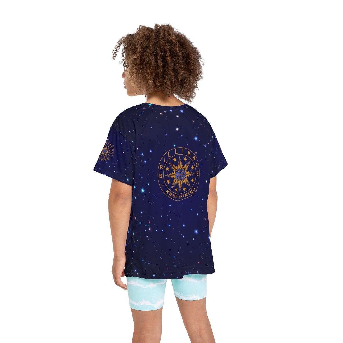 Brilliance Kids Sports Jersey with Starry Night Print and Logo Back Side with Girl Model