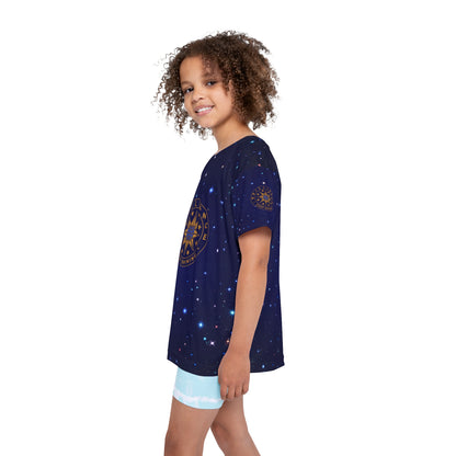 Brilliance Kids Sports Jersey with Starry Night Print and Logo Left Side with Girl Model