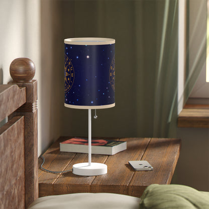 Brilliance Lamp on a White Stand with Starry Night Print and Logo, US|CA plug Light Beige Trim Slant