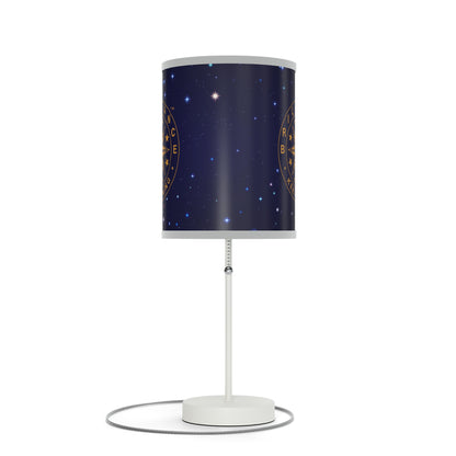 Brilliance Lamp on a White Stand with Starry Night Print and Logo, US|CA plug Light Gray Trim Front Side