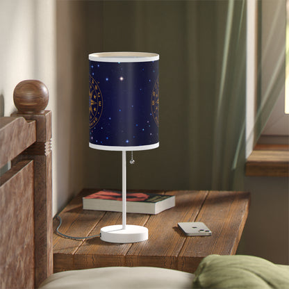Brilliance Lamp on a White Stand with Starry Night Print and Logo, US|CA plug Light White Trim Slant