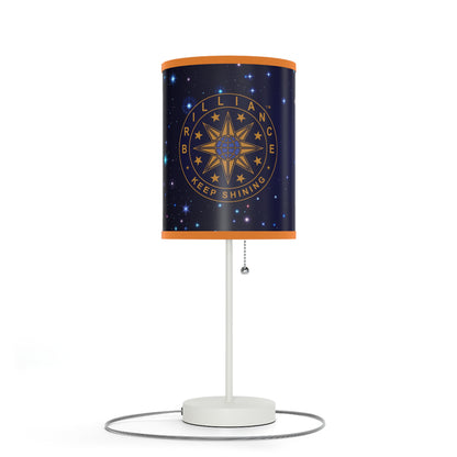 Brilliance Lamp on a White Stand with Starry Night Print and Logo, US|CA plug Orange Trim Left Side