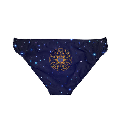 Brilliance Loop Tie Side Bikini Bottom with Starry Night Print and Logo Back Side