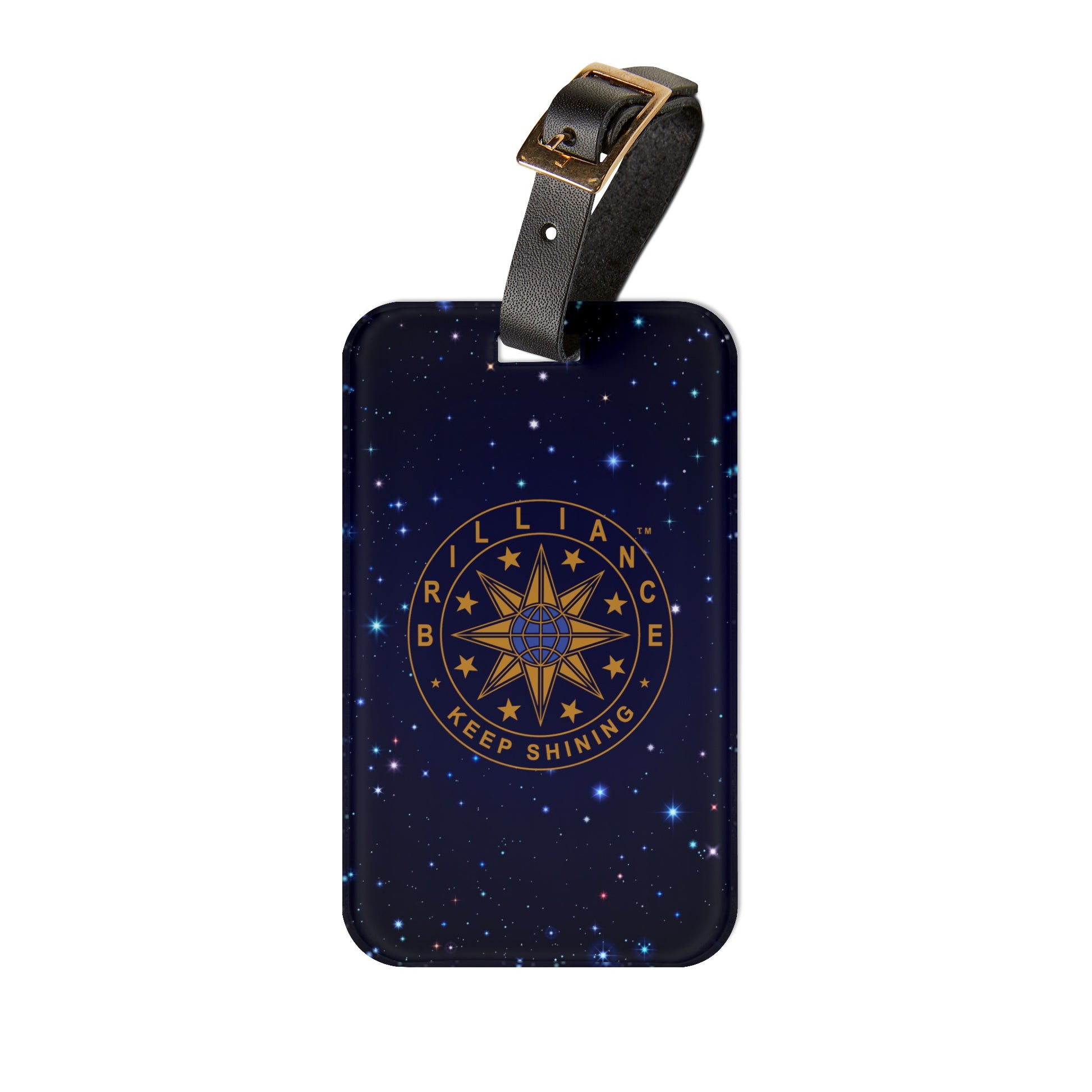 Brilliance Luggage Tag with Starry Night Print and Logo Front Side