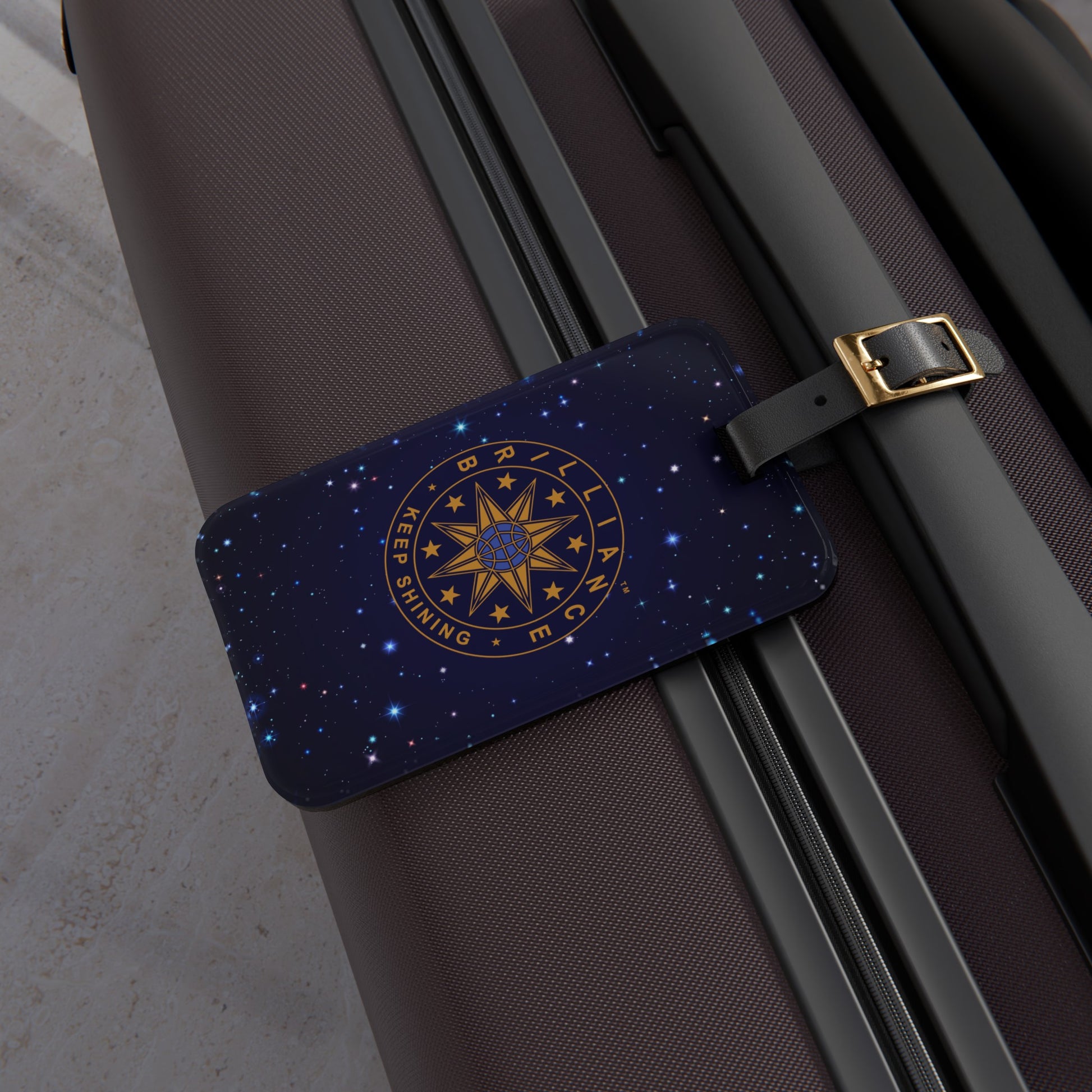 Brilliance Luggage Tag with Starry Night Print and Logo Slant with Luggage
