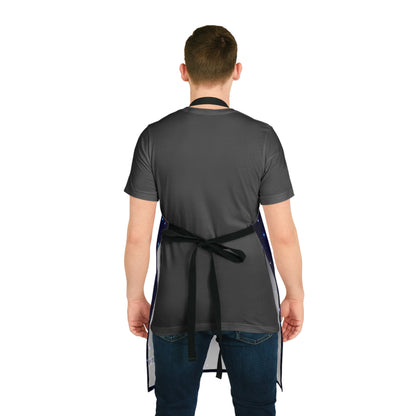 Brilliance Men's Apron with Starry Night Print and Logo Black Strap Back Side with Model