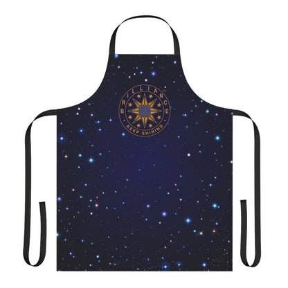Brilliance Men's Apron with Starry Night Print and Logo Black Strap Front Side