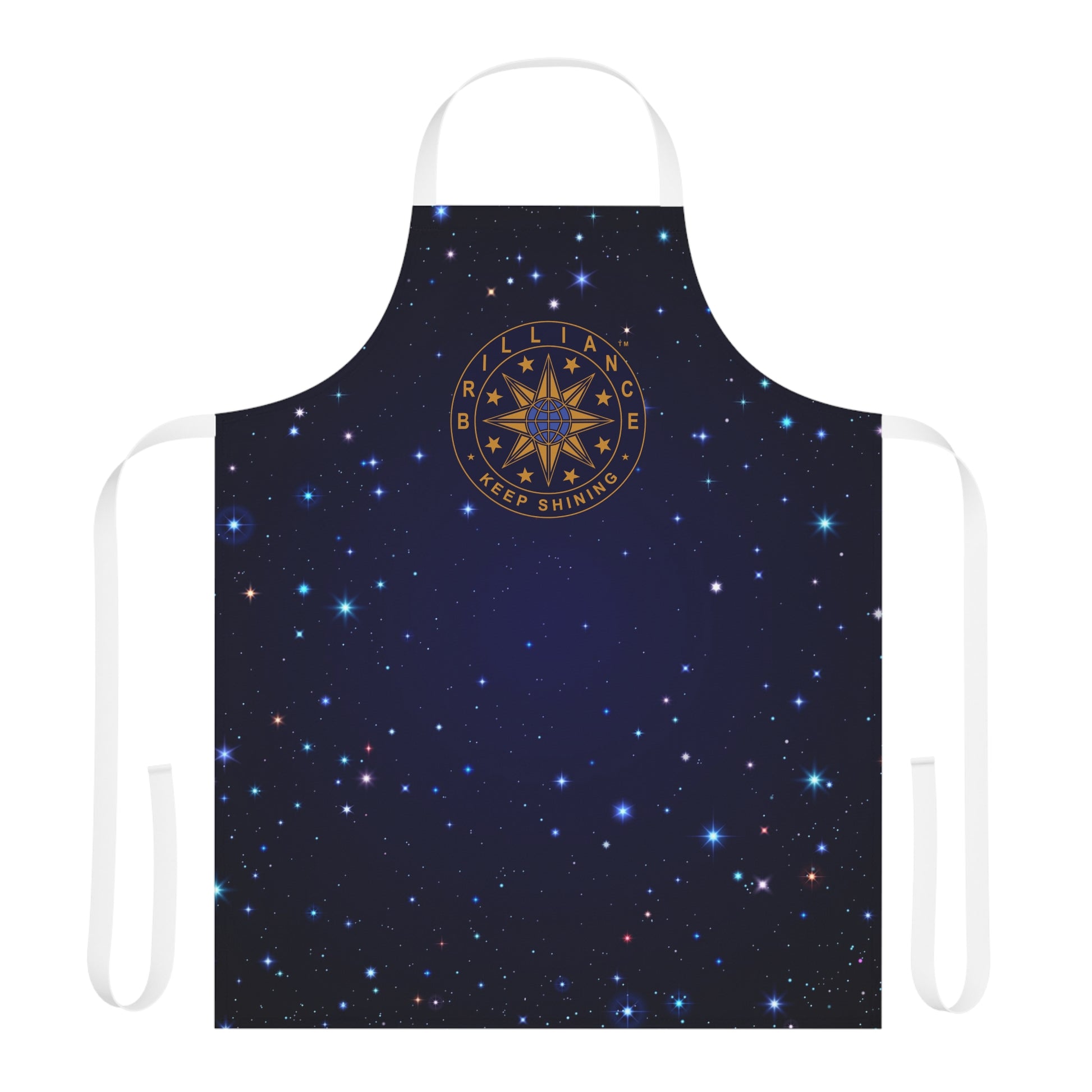 Brilliance Men's Apron with Starry Night Print and Logo White Strap Front Side